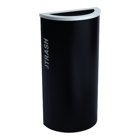 Ex-Cell Kaiser 8-Gal. Half-Round Trash Receptacle - Steel, Pebble Black Gloss RC-KDHR-T BT-PBG